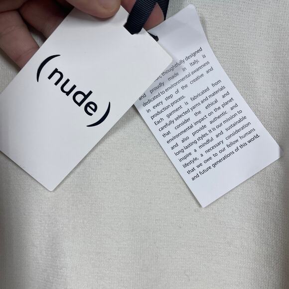 (Nude) Fashion 38/Small Crewneck Knit Beaded Sweater White Wool Long Sleeves - Picture 10 of 11